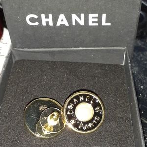 Stamped coco chanel post earrings